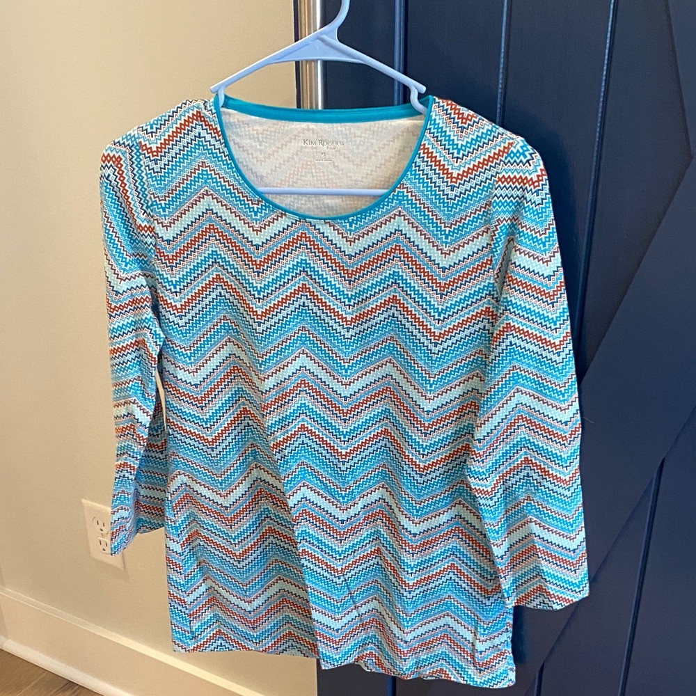 Kim Rogers Multicolor Chevron Women's Blouse